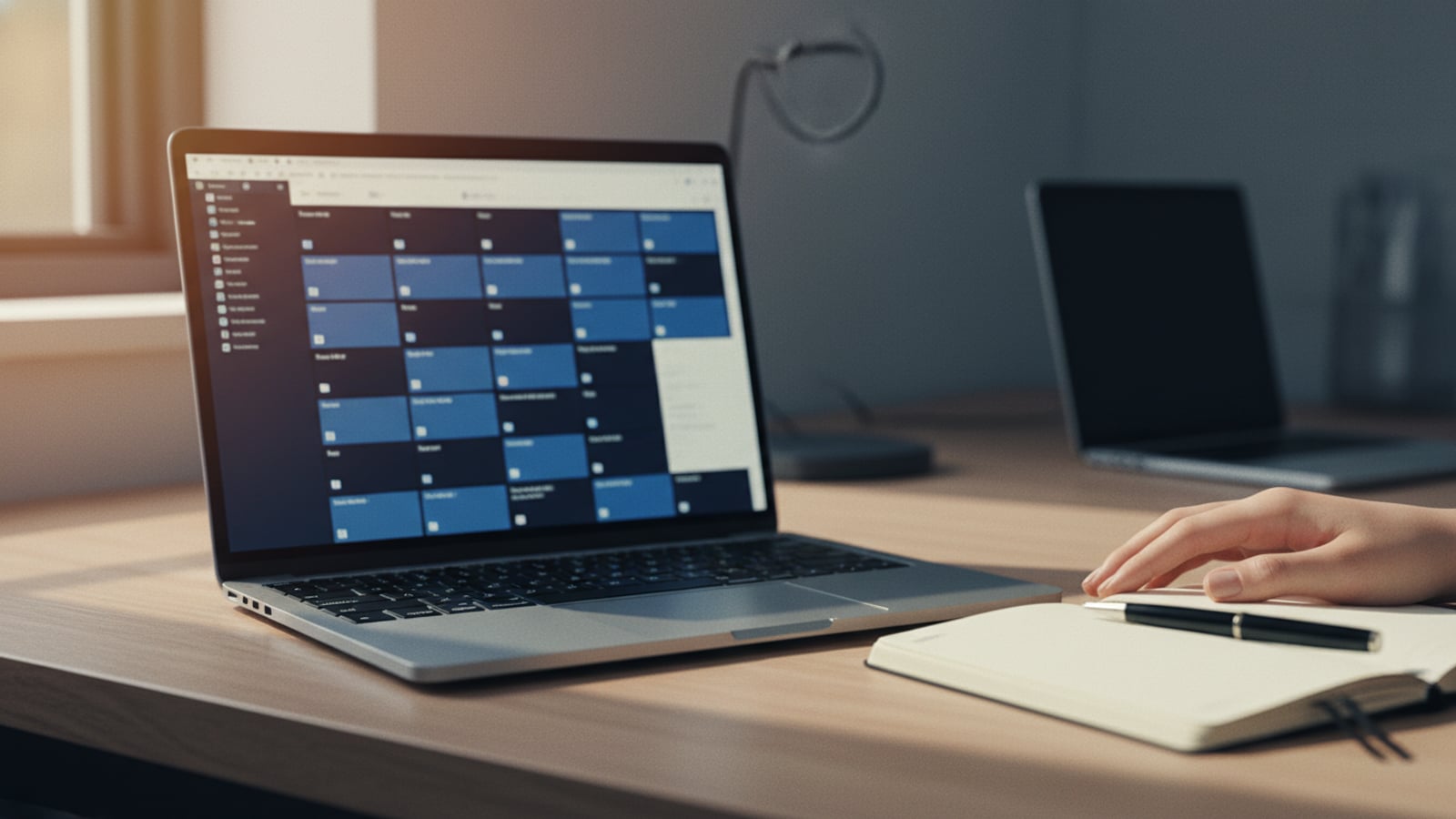 Laptop showing a SharePoint library.